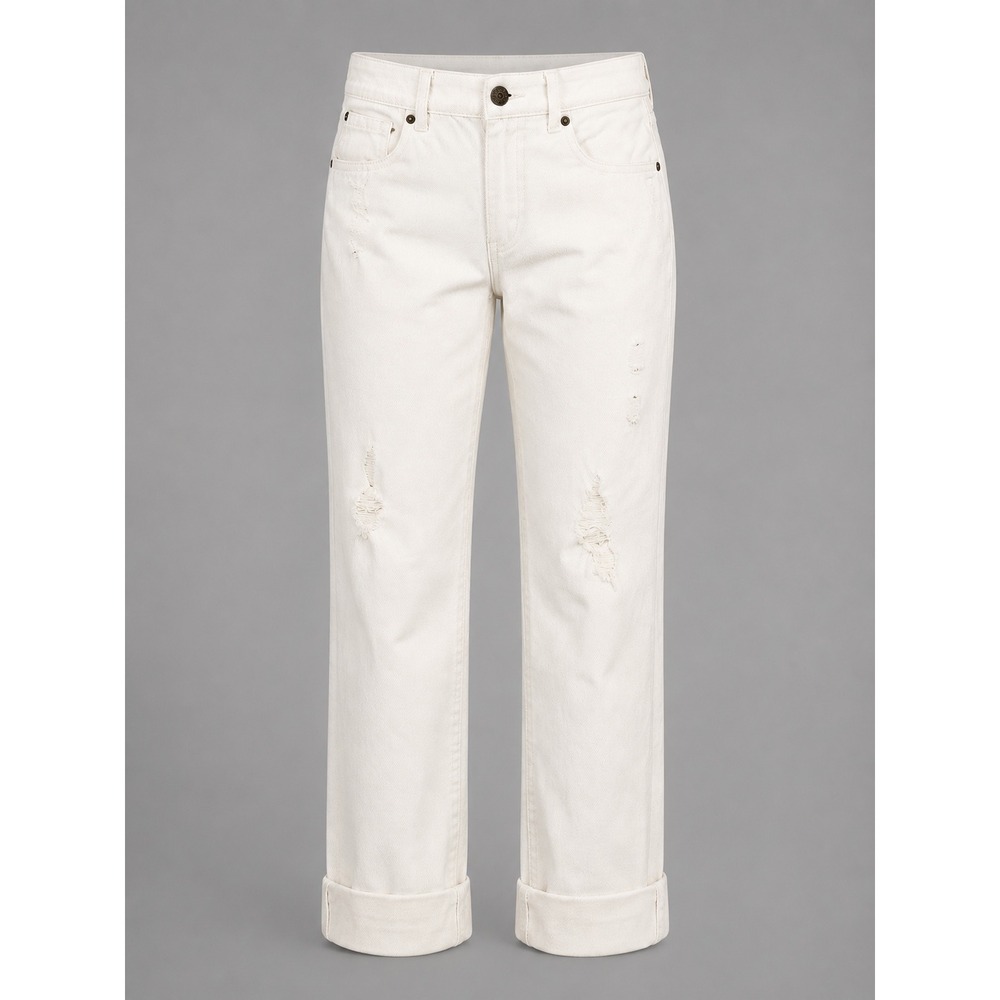 Gap Best Girlfriend Jeans Womens 29 White Distressed Mid Rise Vintage 90s NWT
